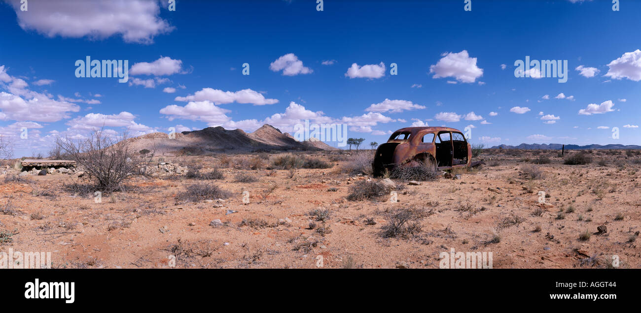 Africa Namibia Abandoned 1940 s Nash car rusts in Namib Desert near town of Signalburg  Stock Photo