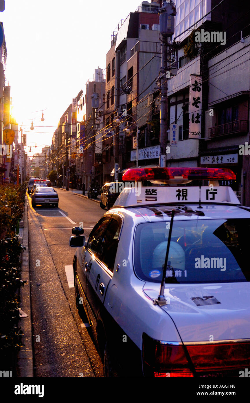 police car on quiet street, Asakusa, Tokyo, Japan Stock Photo - Alamy