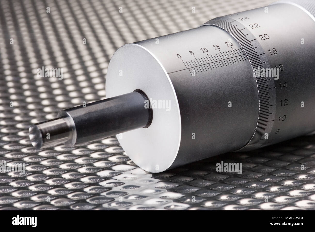 A precision micrometer spindle used for precision measurements Stock