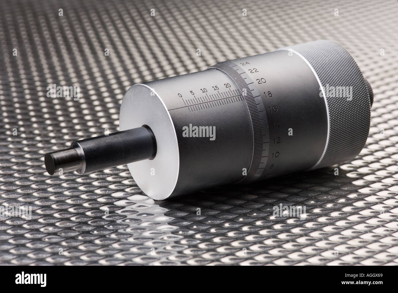A precision micrometer spindle used for precision measurements Stock Photo