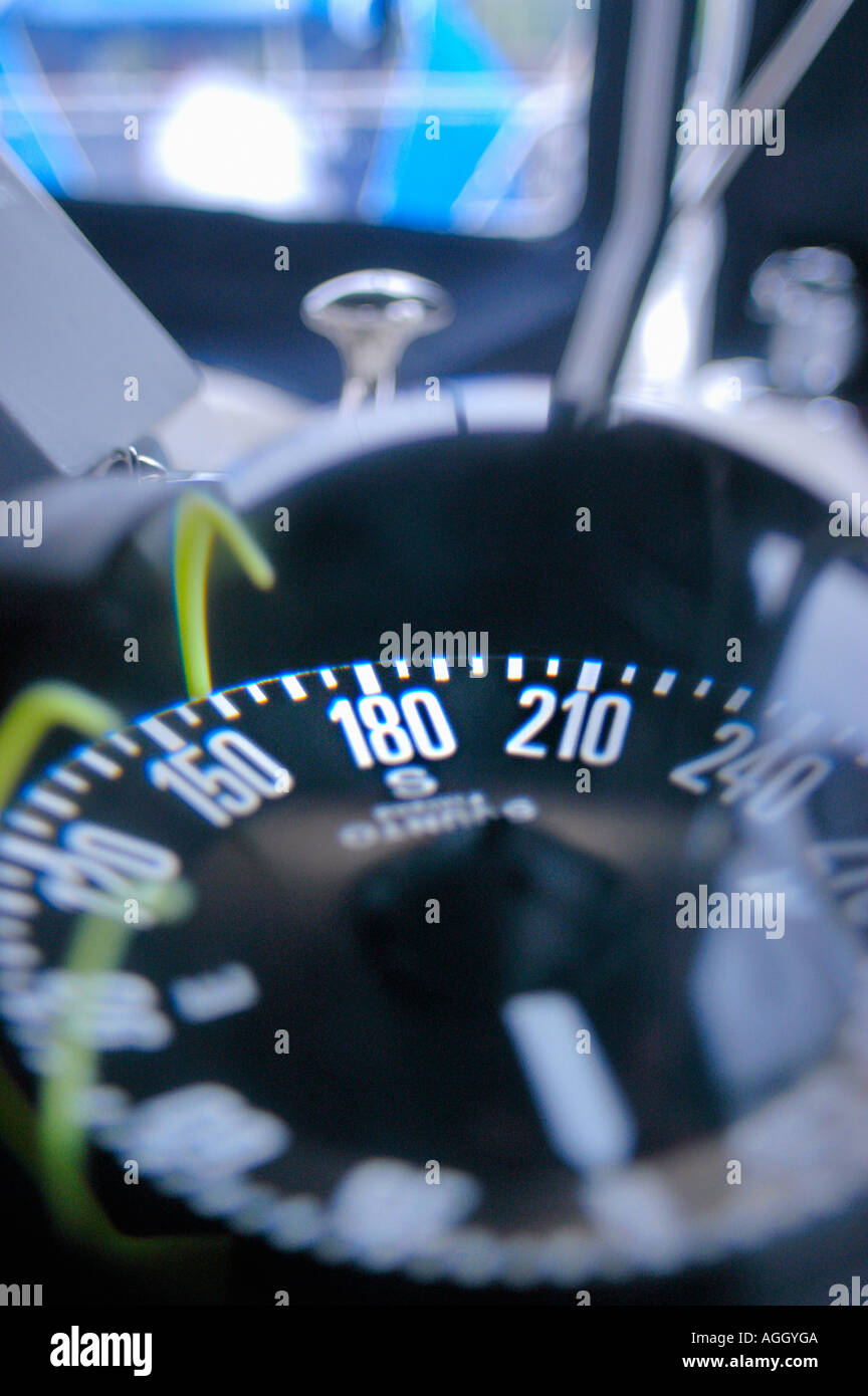 Compass on sailboat Stock Photo