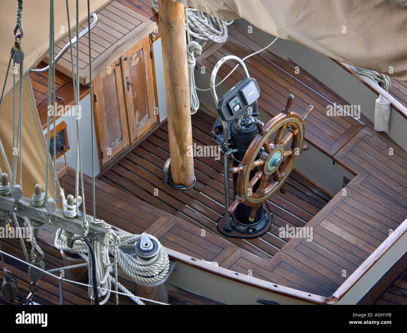 Sailing boat cockpit Stock Photo Alamy