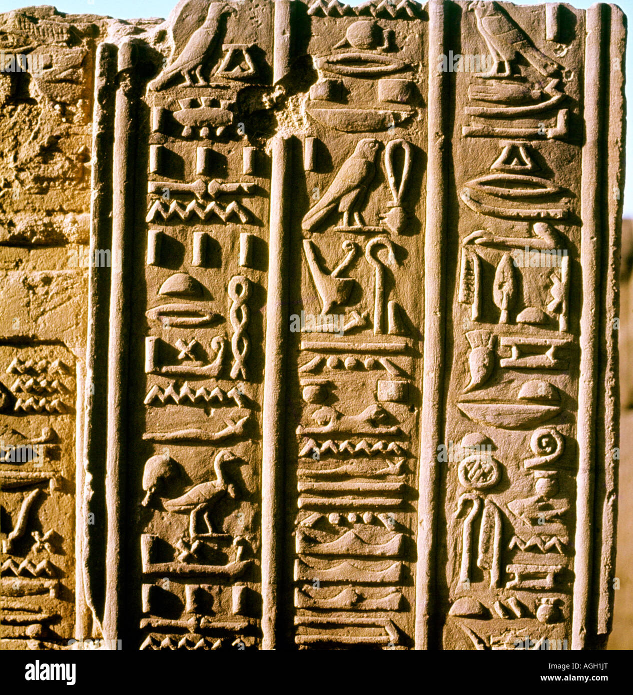Hieroglyphics from Kom Ombo, Egypt Stock Photo