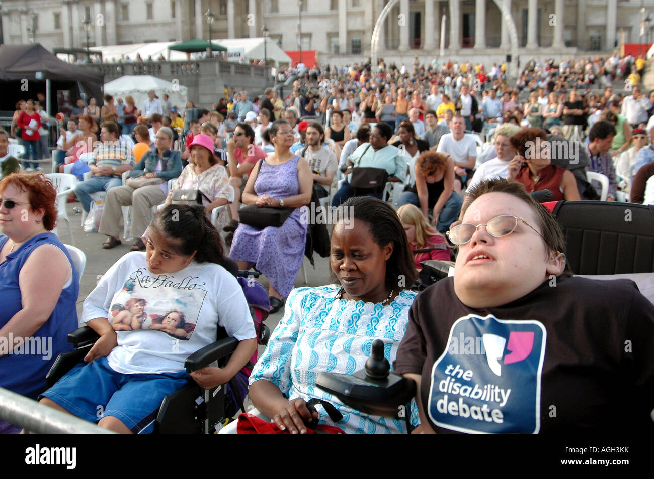 Disabled crowd watching performances at the Liberty festival held in London Sept 2005 Stock Photo