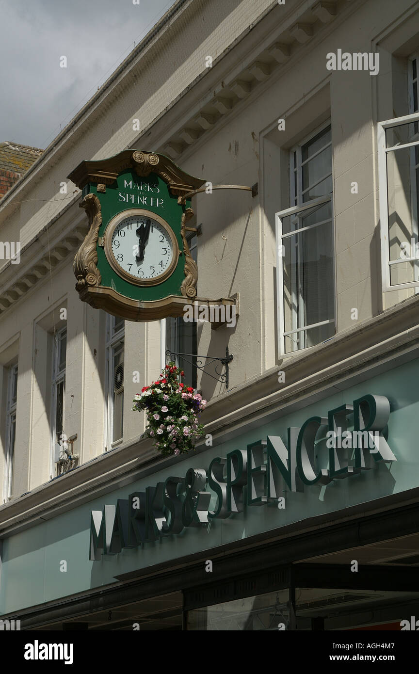 Marks and Spencer clock in Falmouth Cornwall Stock Photo