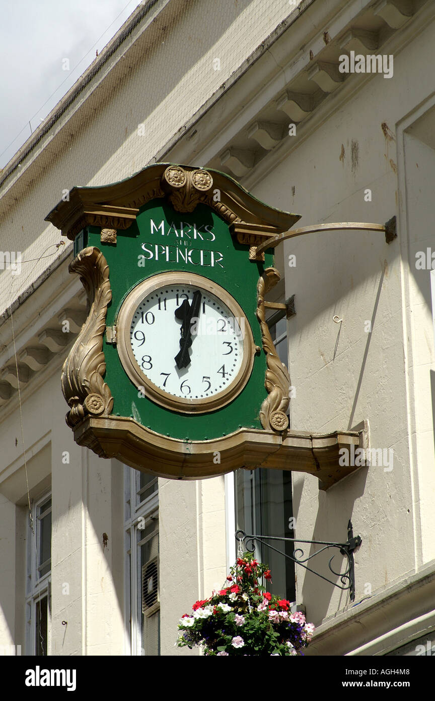 Marks and Spencer clock in Falmouth Cornwall Stock Photo