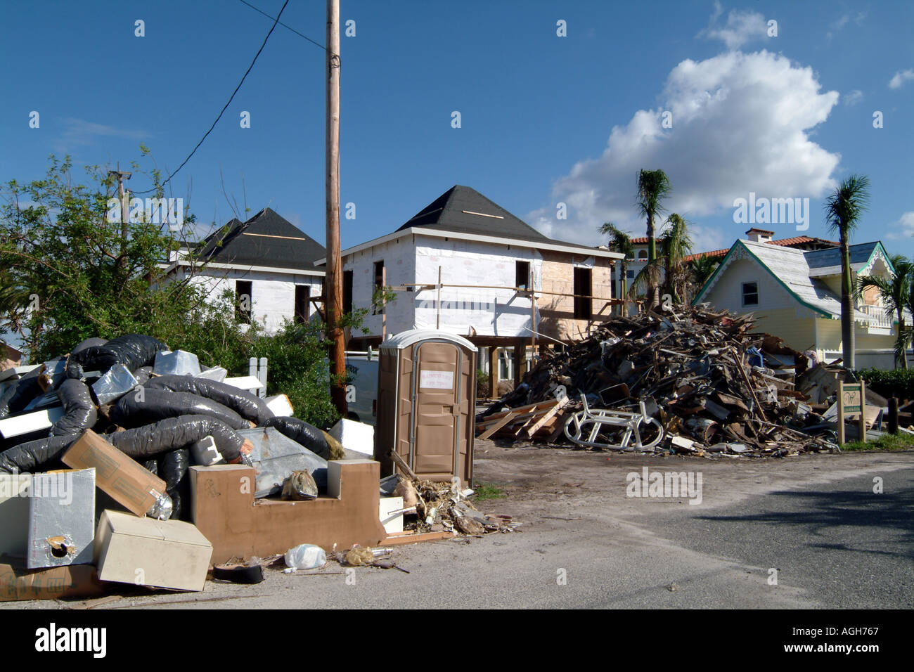 Aftermath and clean up operations Hurricane Charley Captiva Island