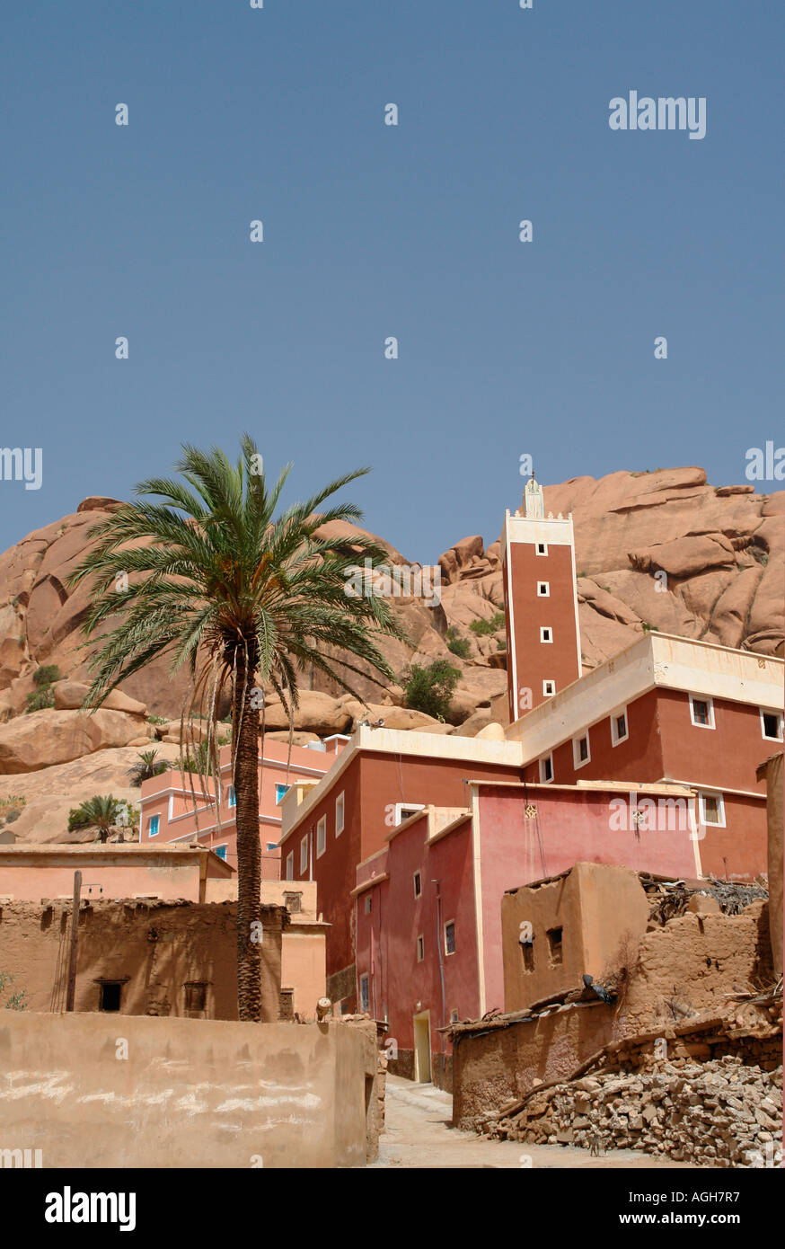 Typical Moroccan Berber village of Adai near Tafraoute (Adaî-Anti Atlas-Morocco) Stock Photo