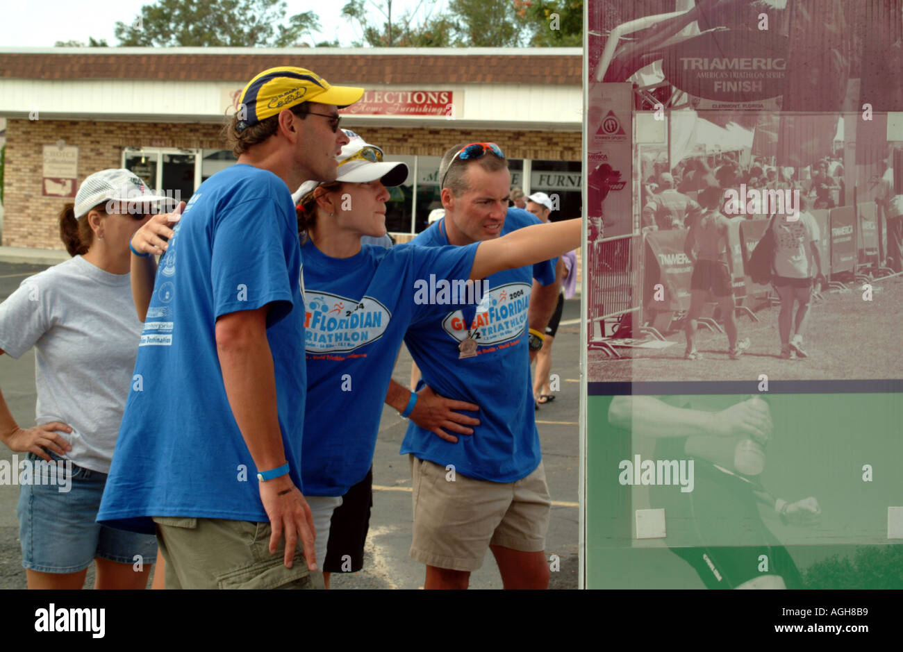 Great Floridian Triathlon Race at Clermont Florida fl USA near Orlando competitors check placings Stock Photo