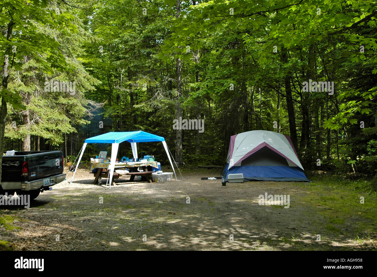 Family Camping At Monocle Lake Campground In Hiawatha National Forest In Michigan S Upper Peninsula Stock Photo Alamy