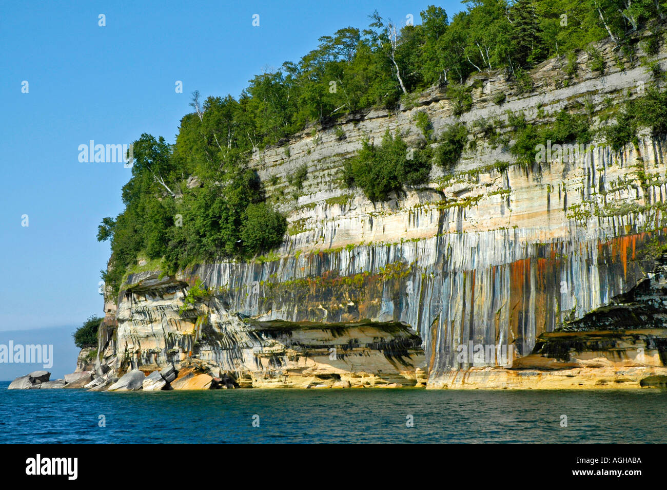 Pictured Rocks National Lakeshore at Munising Michigan Upper Peninsula on Lake Superior Stock