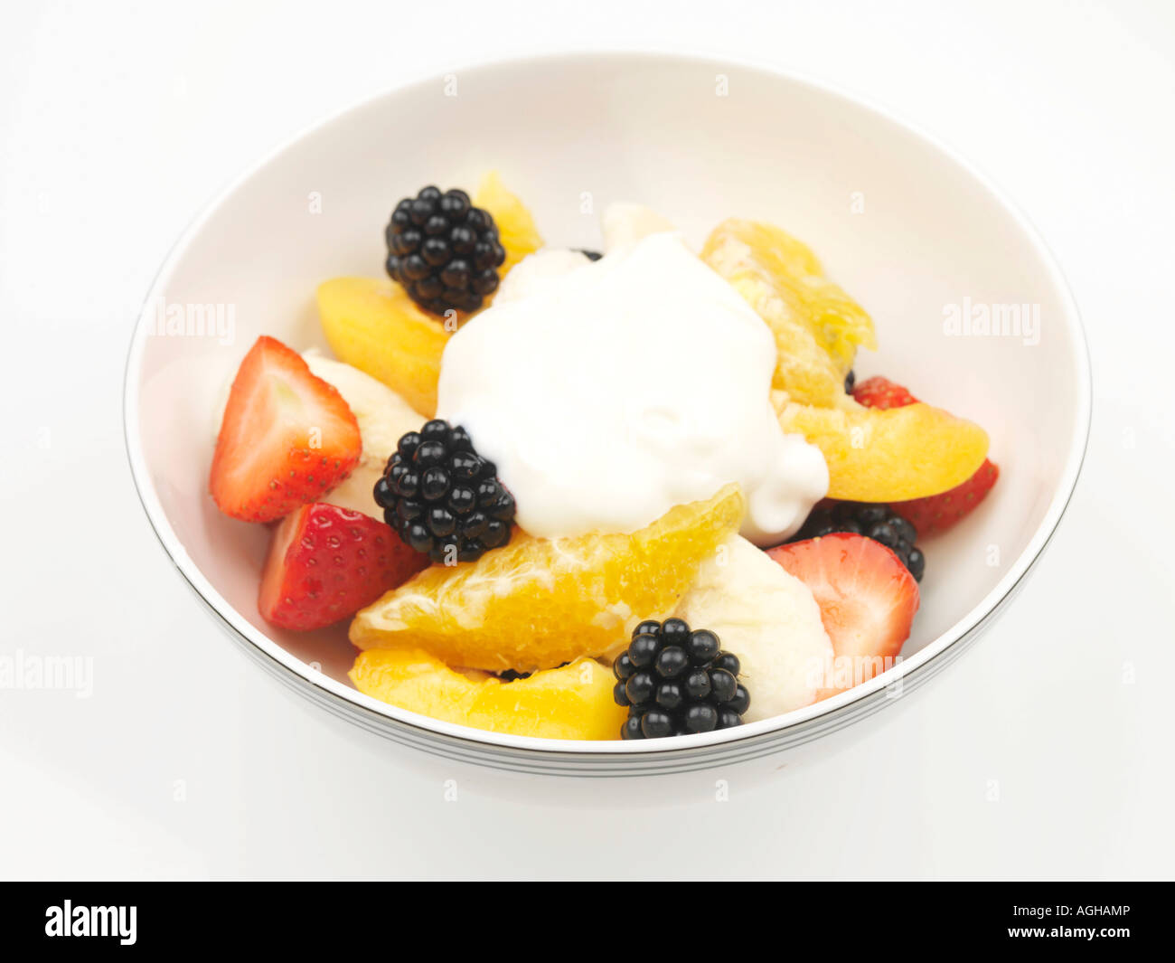 Fruit Salad with Natural Yoghurt Stock Photo