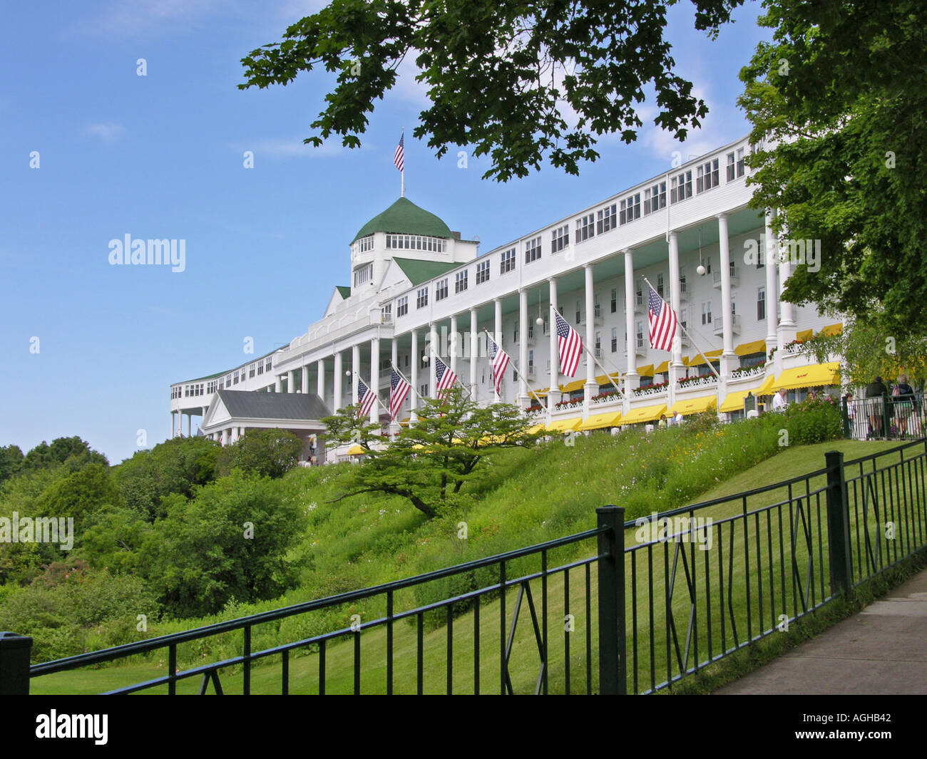 The Grand Hotel On Mackinaw Island In Michigan Between The Upper And