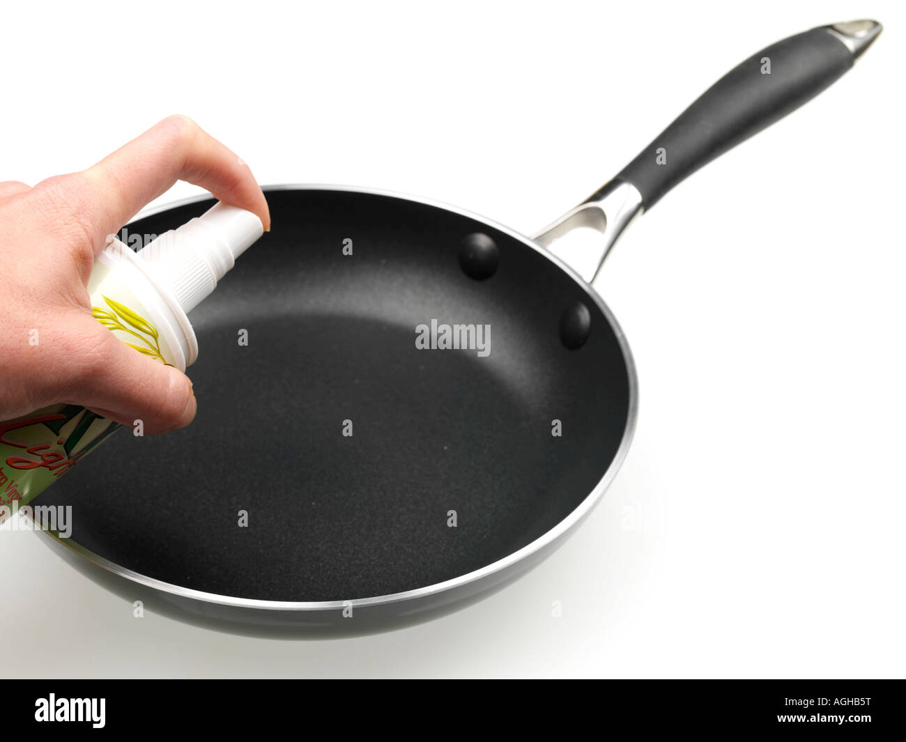 Frying Pan and Spray Oil Stock Photo Alamy