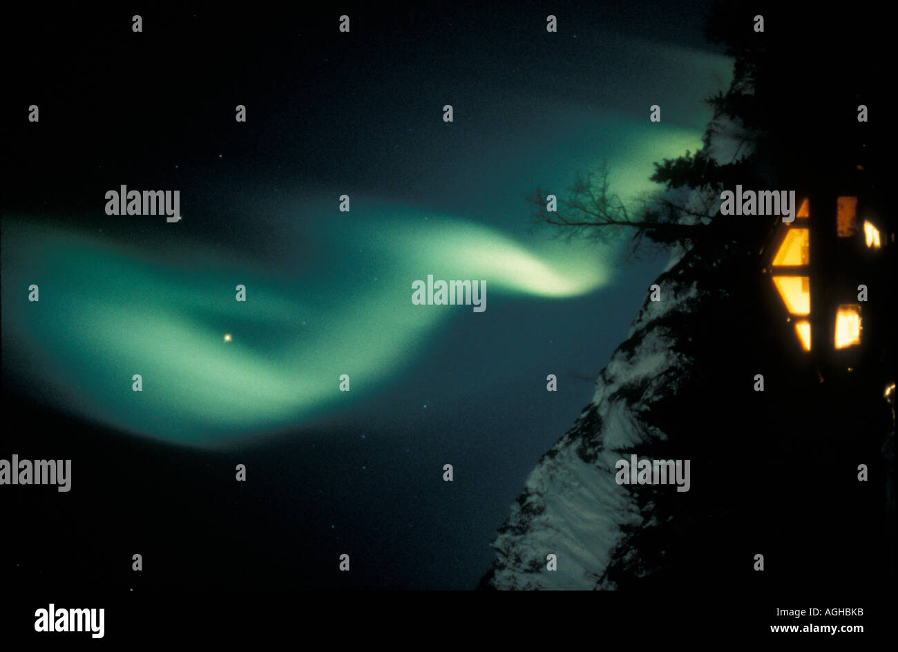 USA Alaska Matanuska Valley Northern Lights aurora borealis cabin and