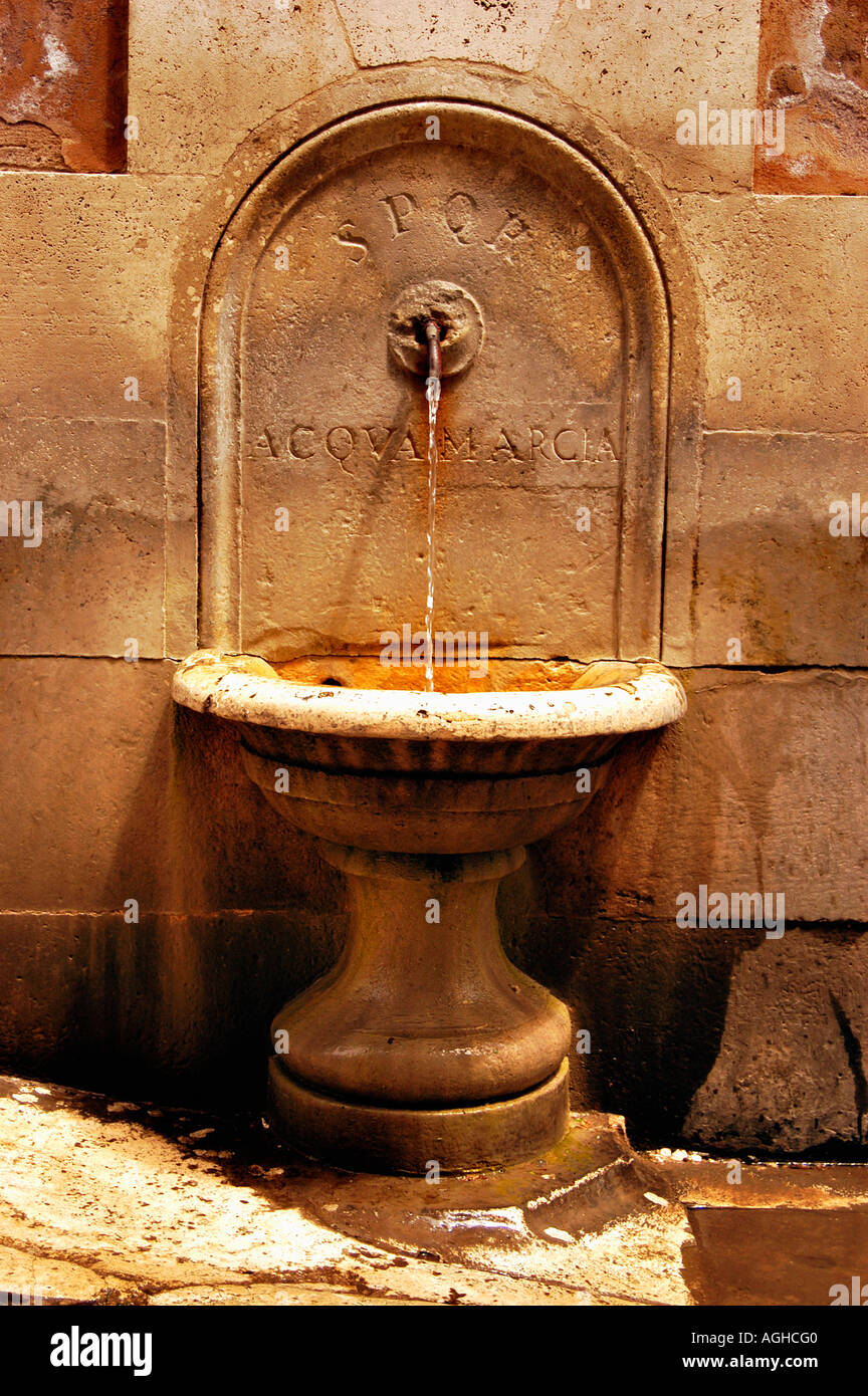water fountain with drinkable water, Rome, Italy Stock Photo