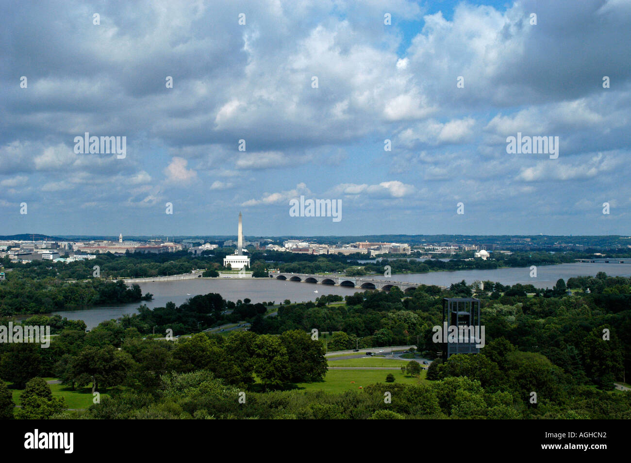 Washington D C aerial view of Lincoln memorial Stock Photo
