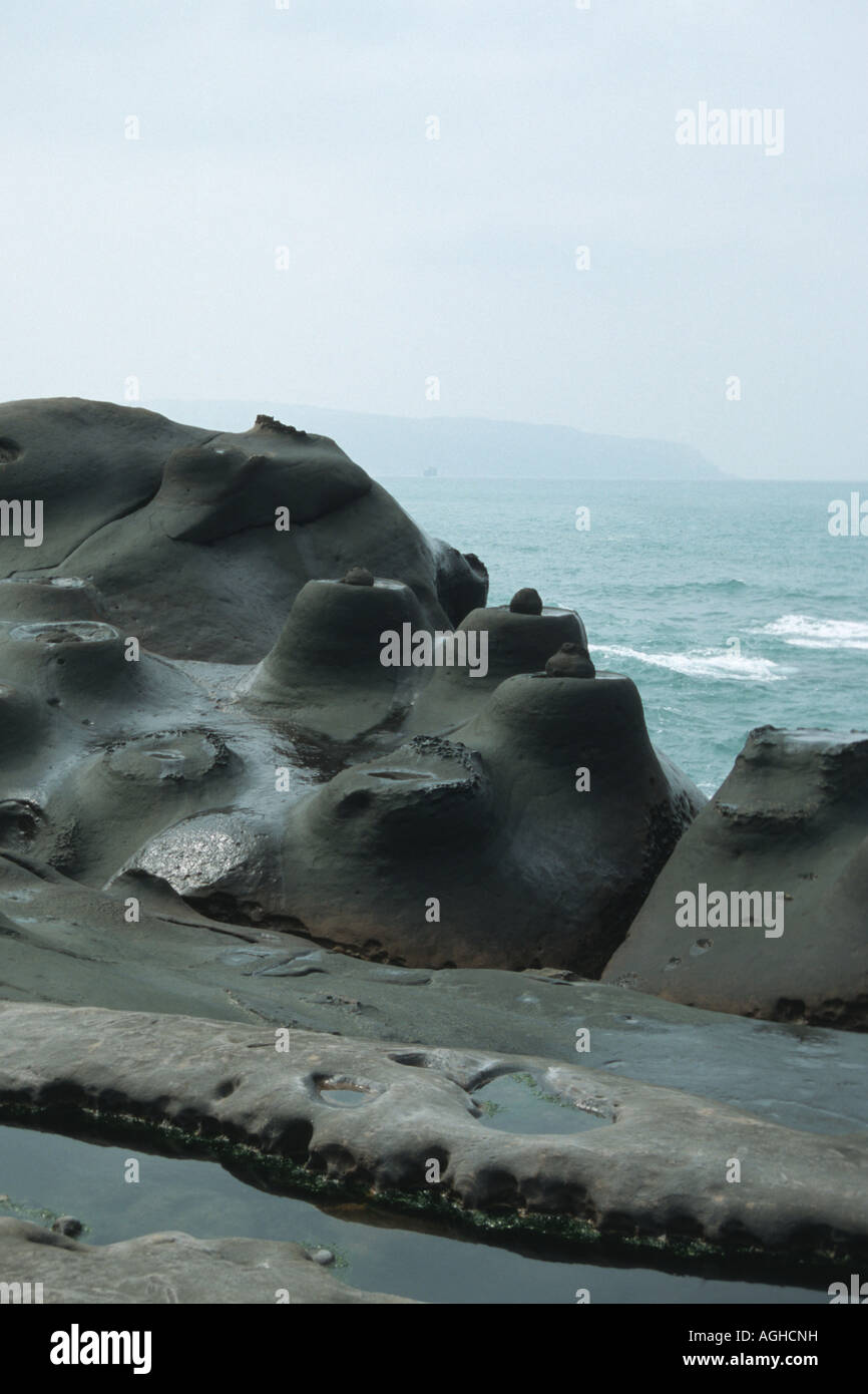 rock formations, Taiwan, Yeliou Geological Park Stock Photo
