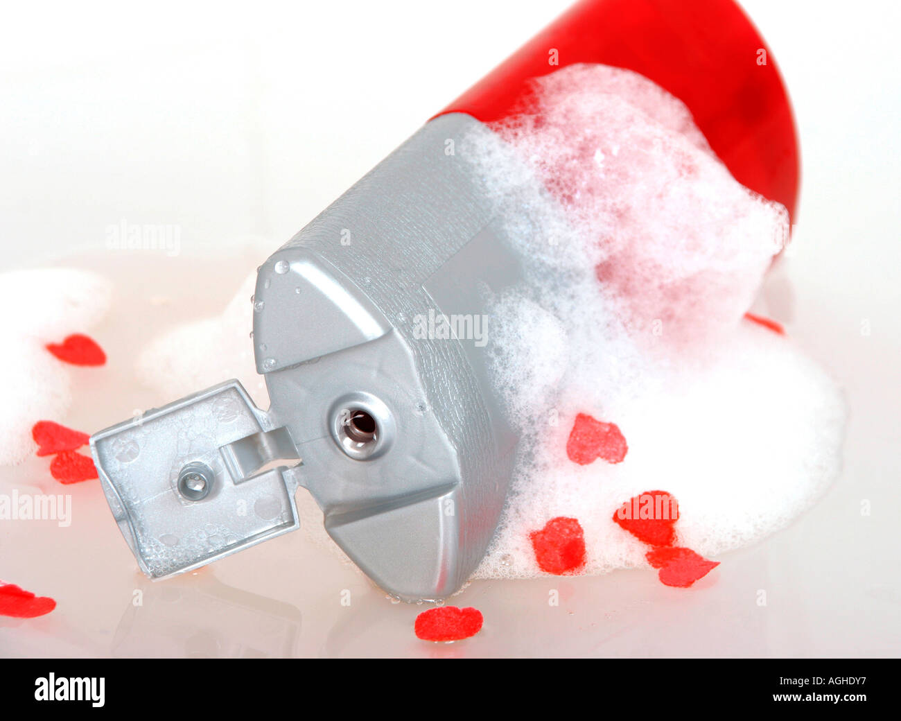 Shampoo bottle close up Stock Photo