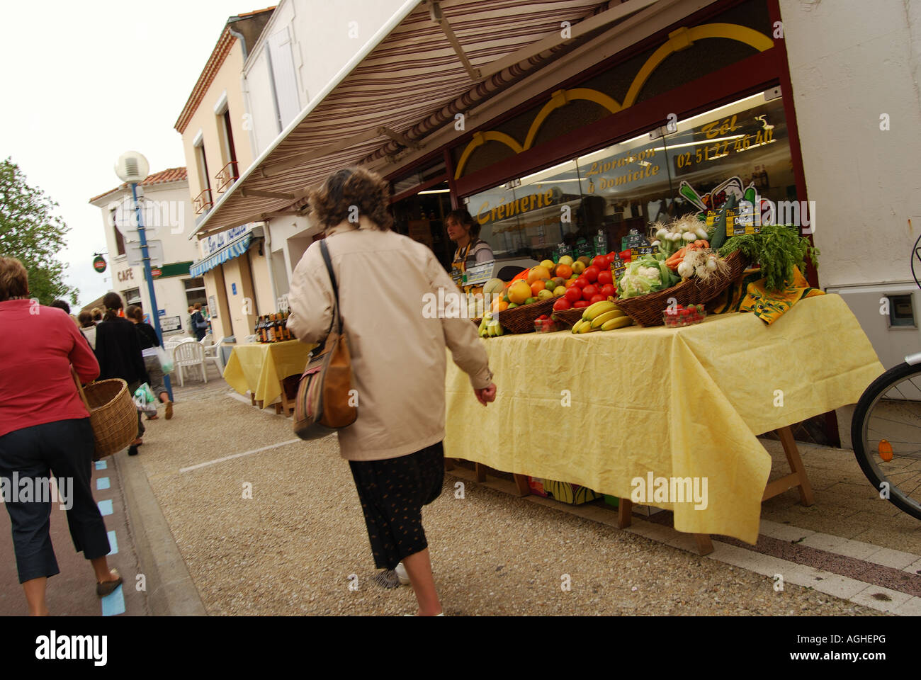 fruit and vegetables market stall in Bretignolles sur mer, vendee, france number 2540 Stock Photo