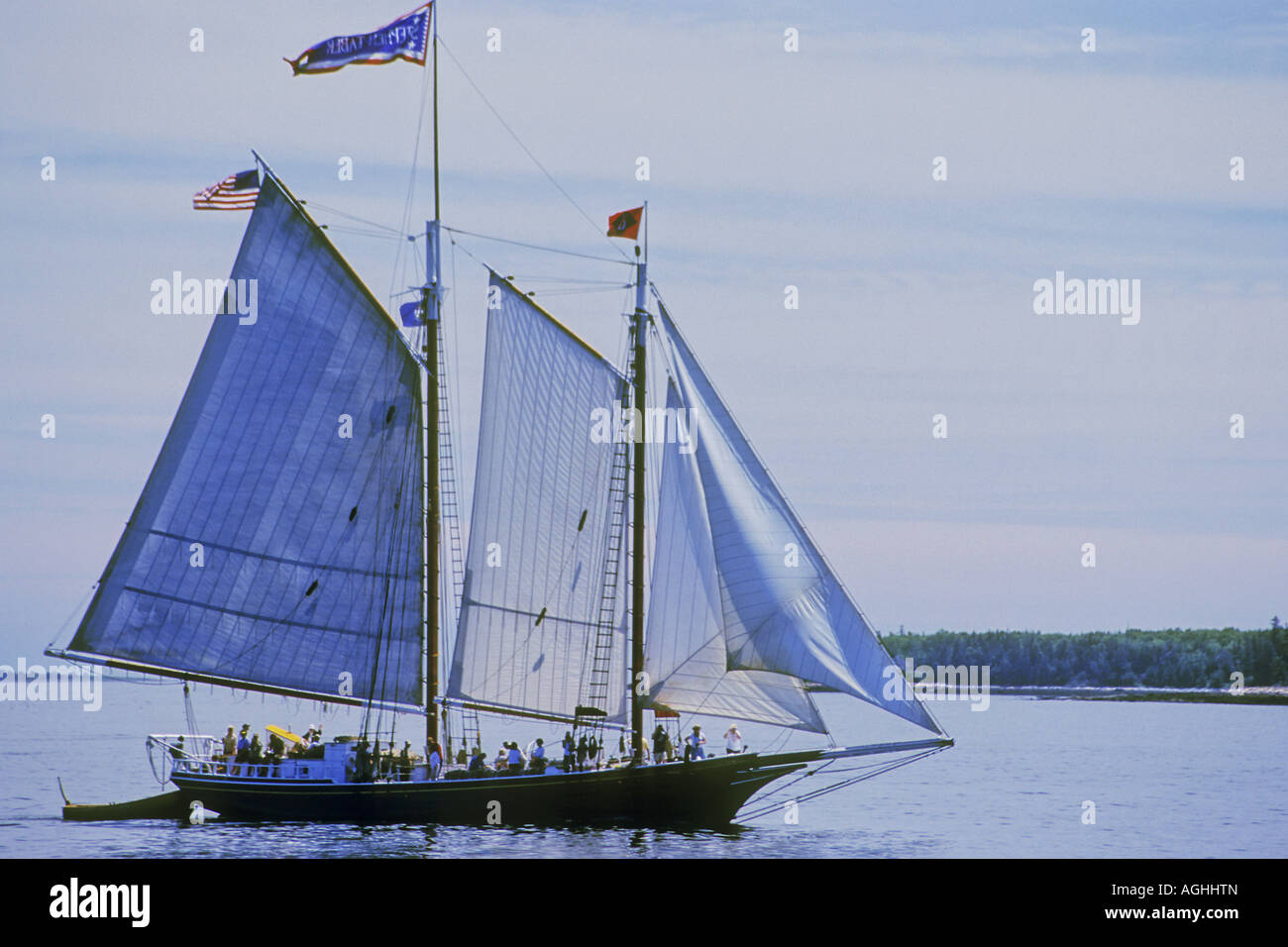 Tallship Sailing on Atlantic Ocean, USA, Maine, Hancock County Stock