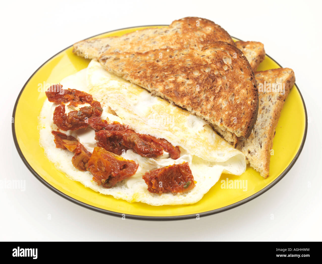 Sun Dried Tomato Omelette with Wholemeal Toast Stock Photo Alamy