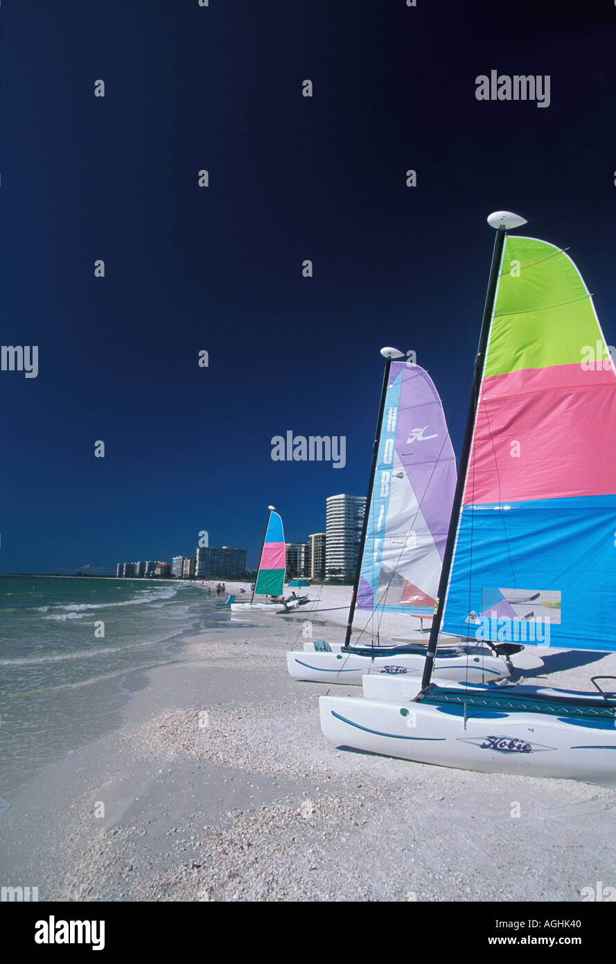Sailboats on Beach Florida FL Marco Island Stock Photo