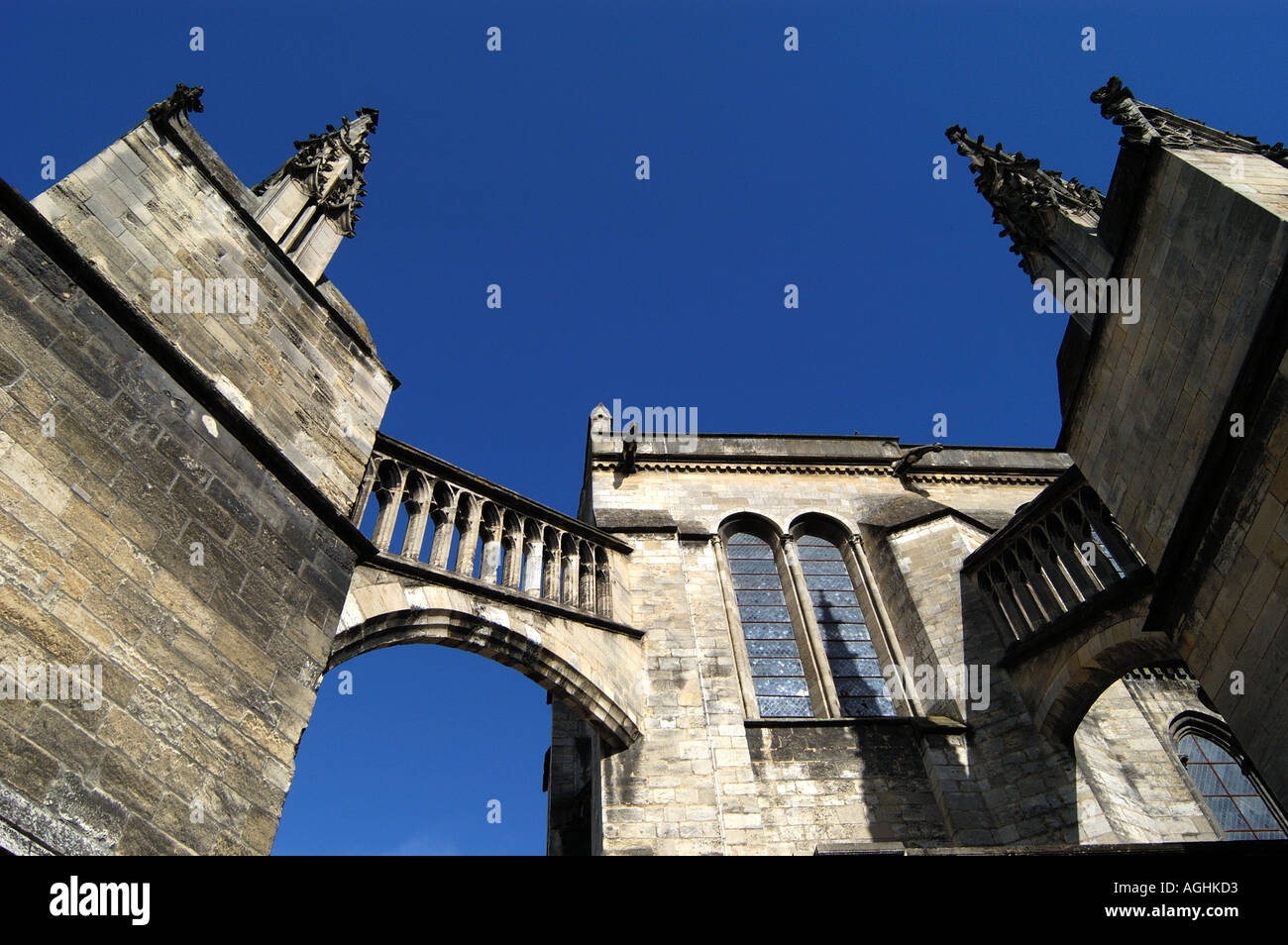 Gothic flying buttresses of Cathedrale St Andre Bordeaux France Stock Photo