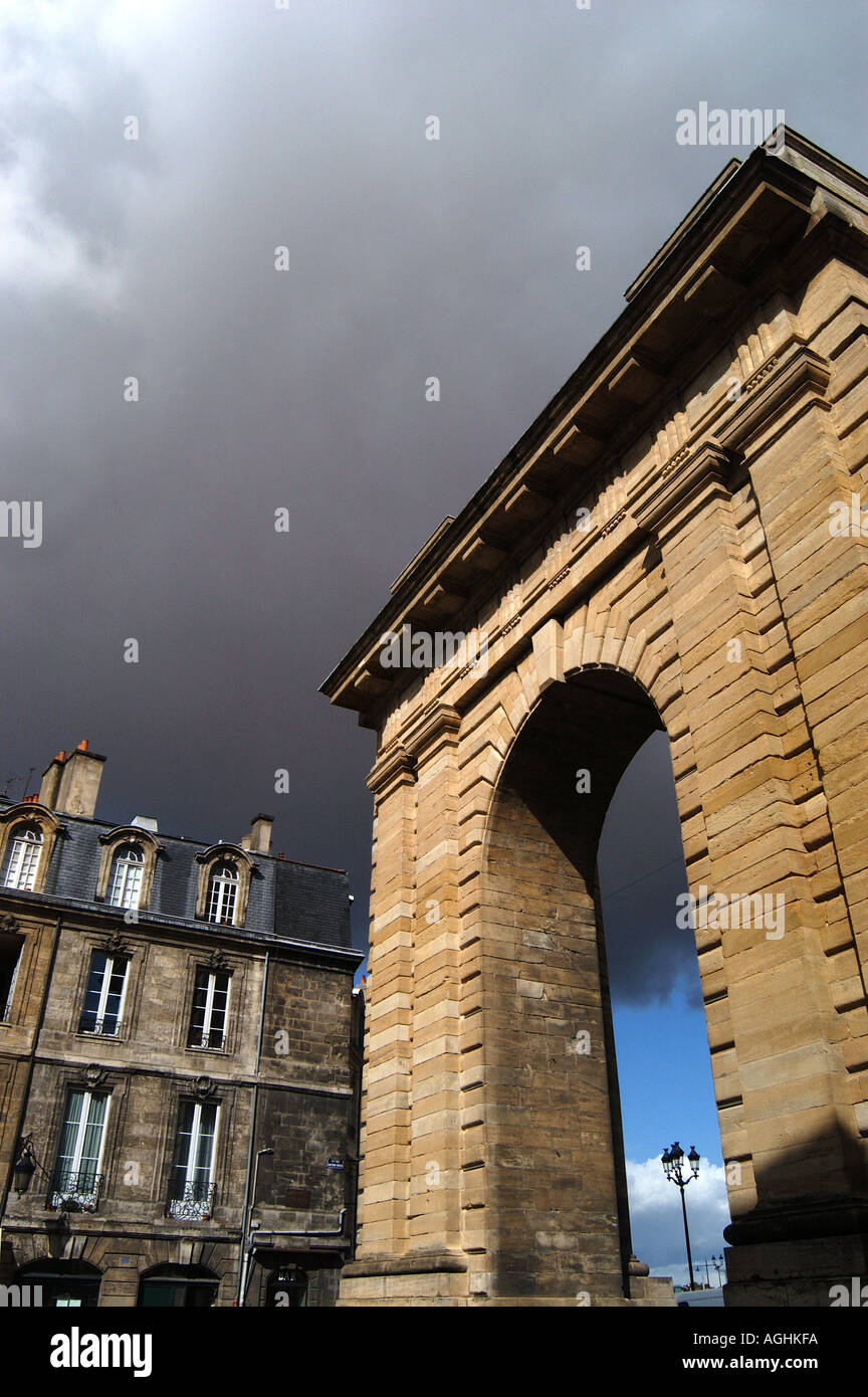 Clouds over city gate Bordeaux France Stock Photo