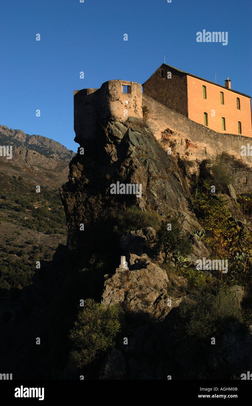 Le Nid d'Aigle of the Citadel Corte Corsica Stock Photo