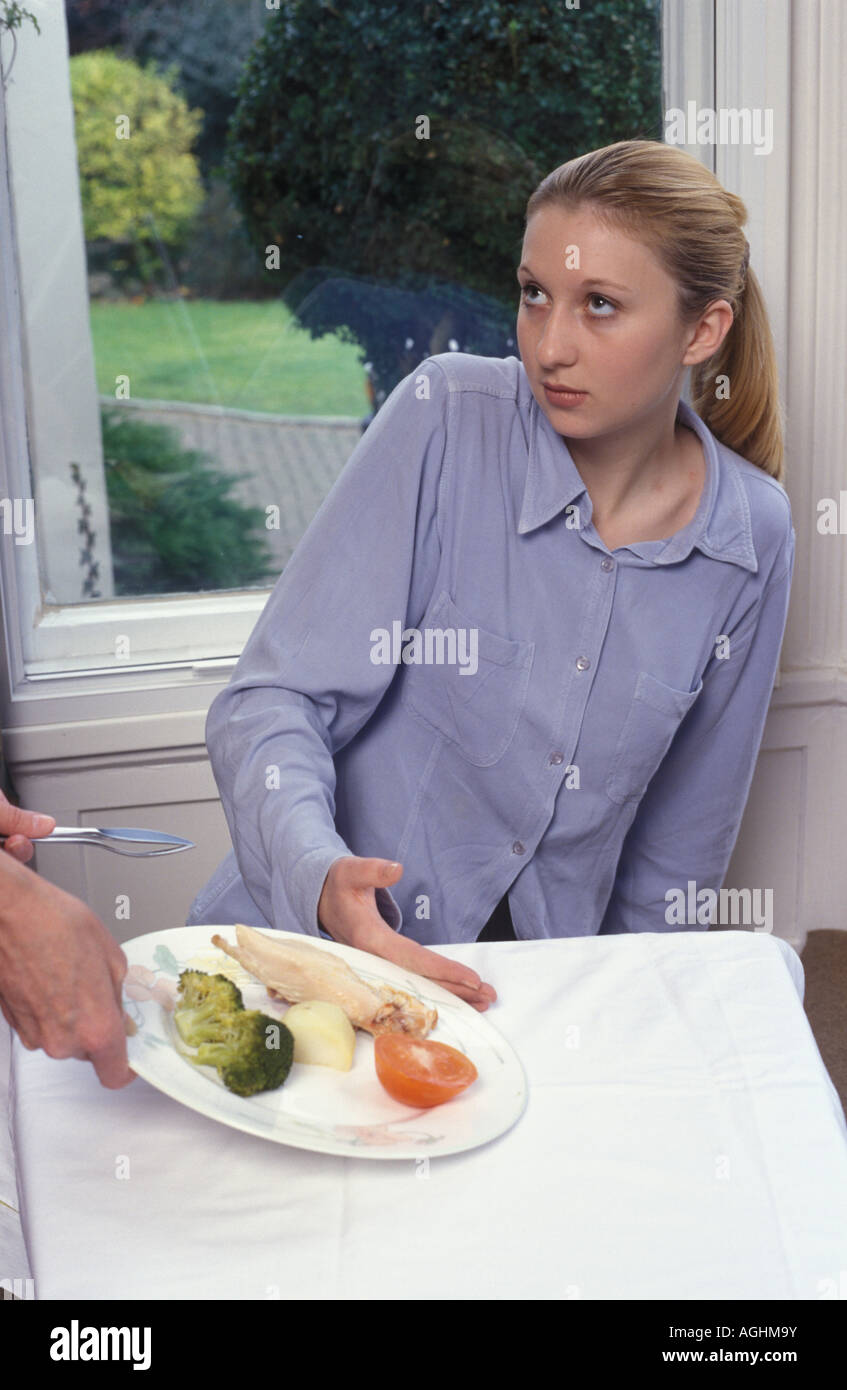 girl refusing her food Stock Photo