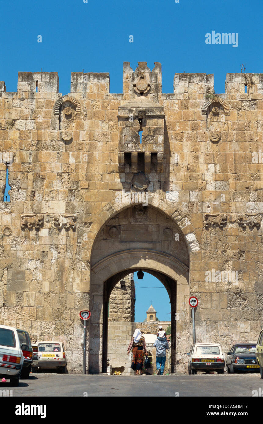 Israel Jerusalem Old City Wall Lions Gate Stock Photo