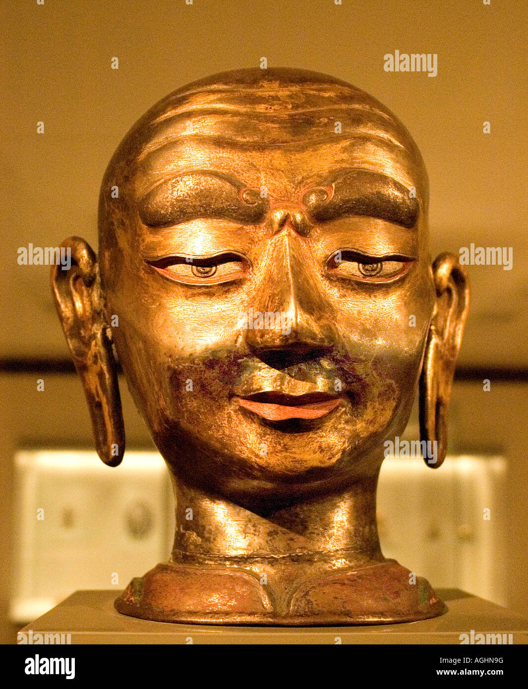 Head of a Monk Tibet 17th 18th century Stock Photo