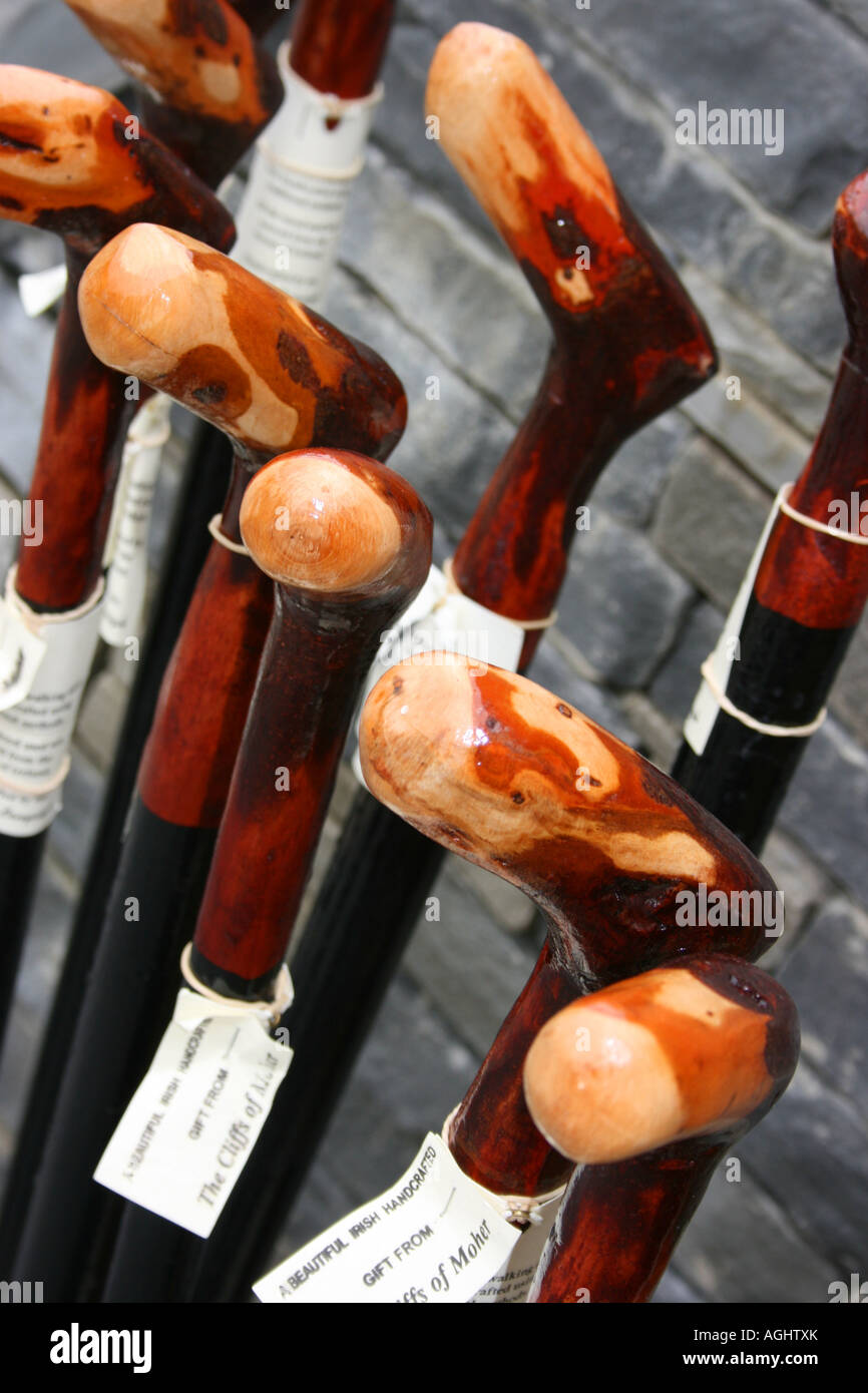 Walking sticks at shop at the Cliffs of Moher Stock Photo