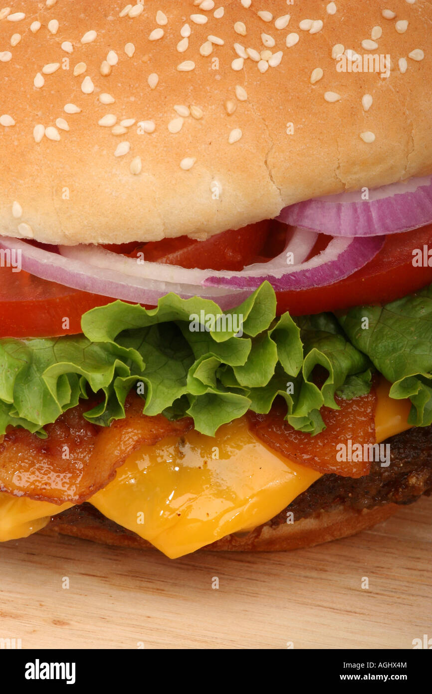 Hamburger with French Fries Burger bacon fast food nobody front American good dishes bacon