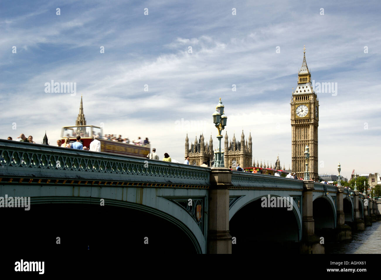 Big Ben House of Parliament Westminster Bridge Stock Photo