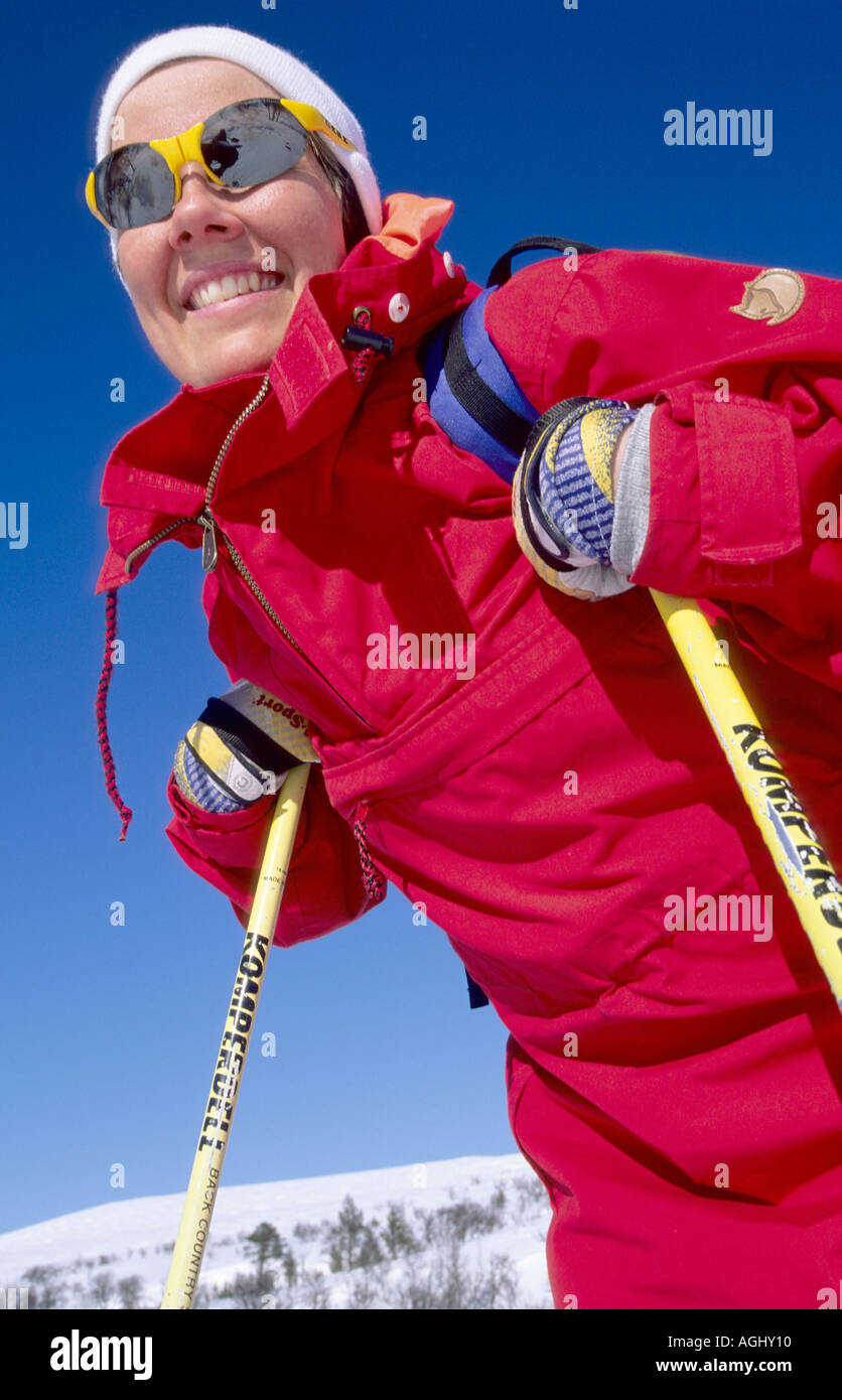 Female skier posing Stock Photo