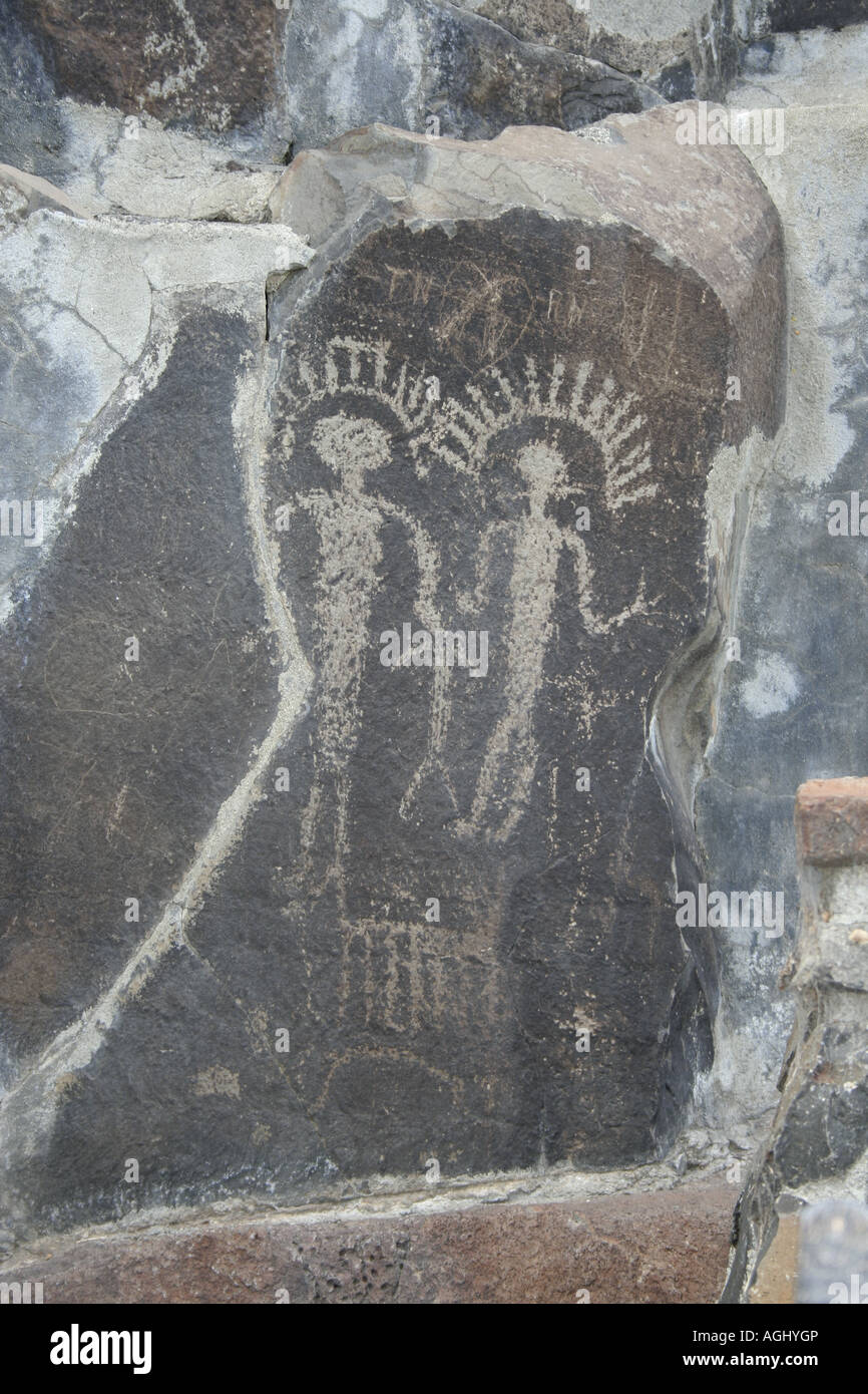Rock Paintings by the Wanapum Tribe in Vantage Washington Stock Photo