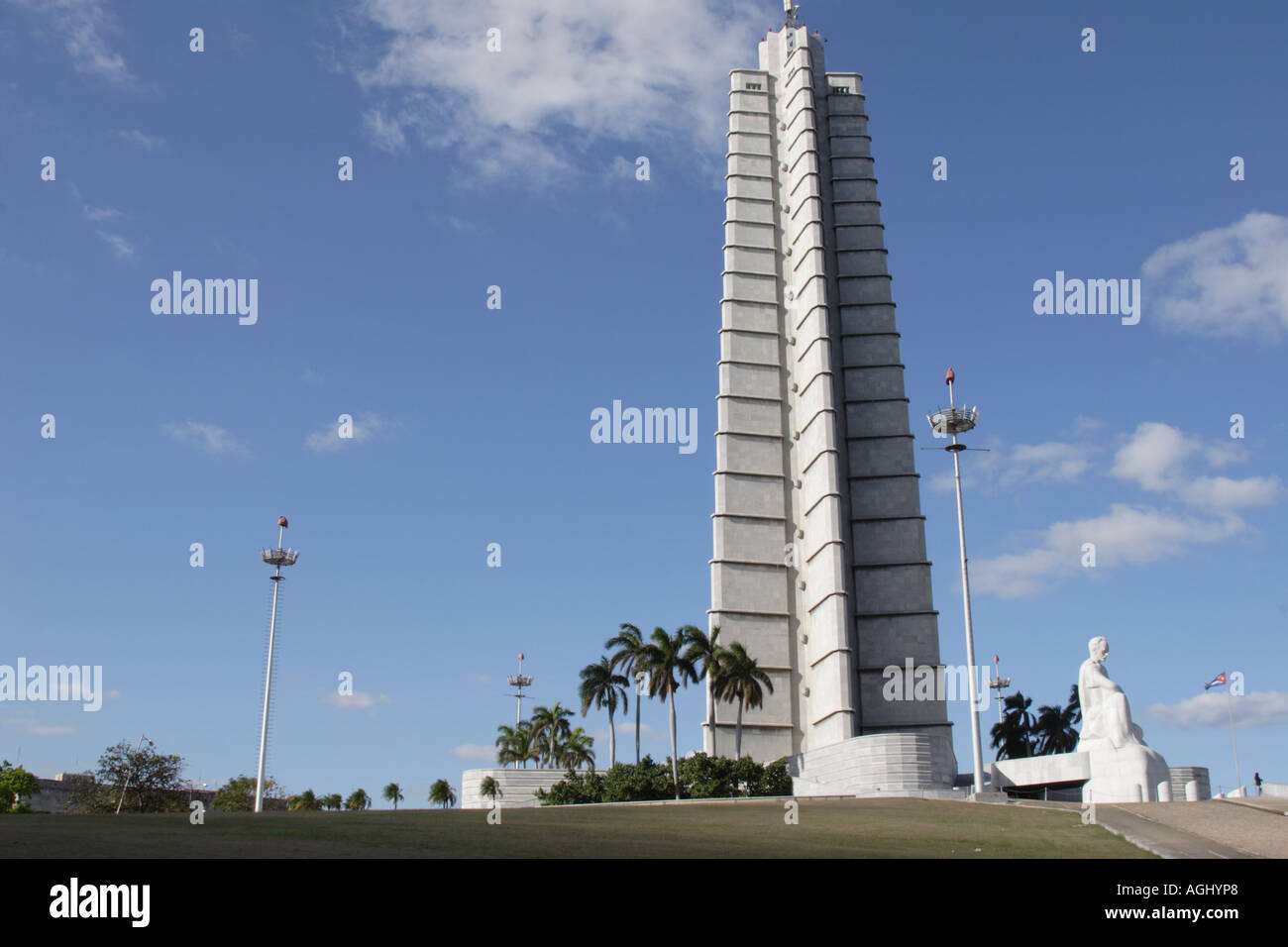 Memorial Tower and Statue of Jose Marti at Plaza de la Revolution, Havana, Cuba Stock Photo