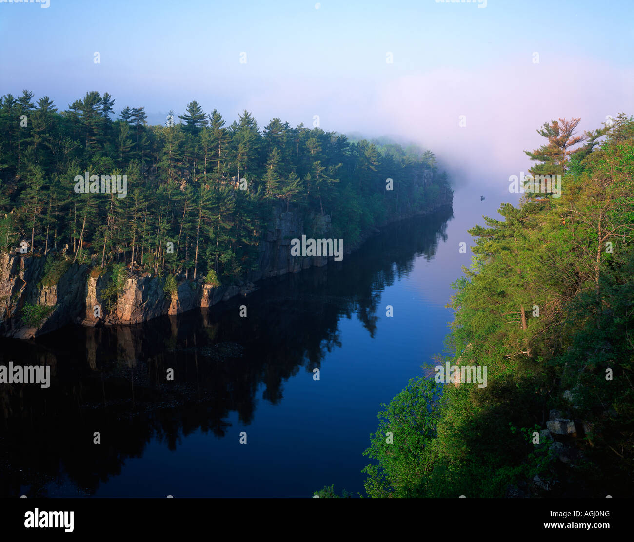 Cliffs over the St Croix National Scenic River Minnesota and Wisconsin USA Stock Photo