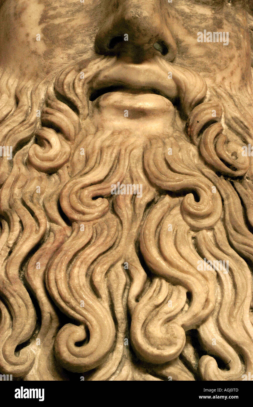 Close detail of the Term of the Bearded Dionysos sculpture in the North Gallery at Petworth House Stock Photo