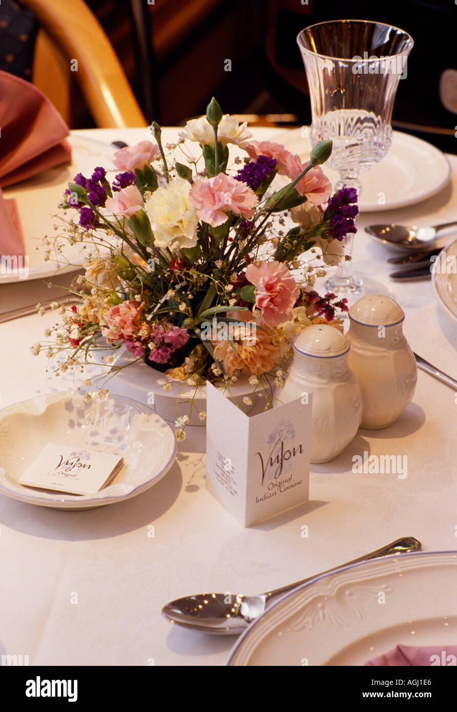 Restaurant table in England in Great Britain in the United Kingdom UK