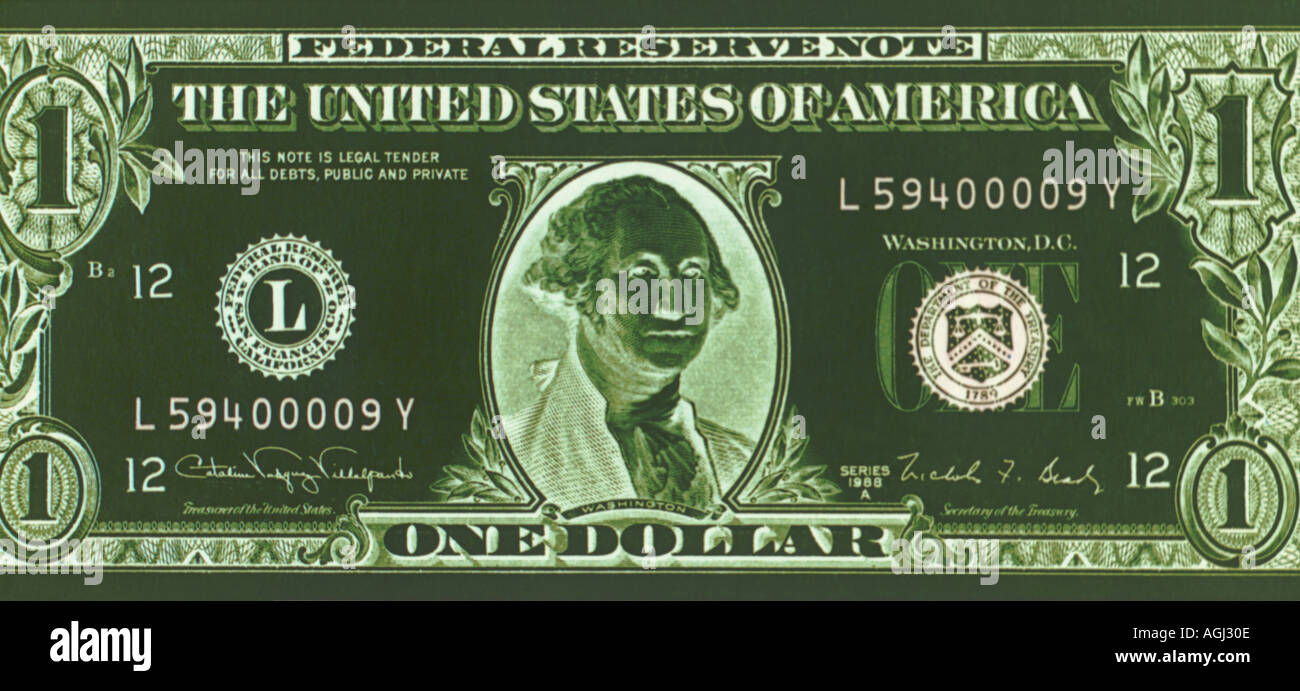 United State one dollar bill negative image Stock Photo
