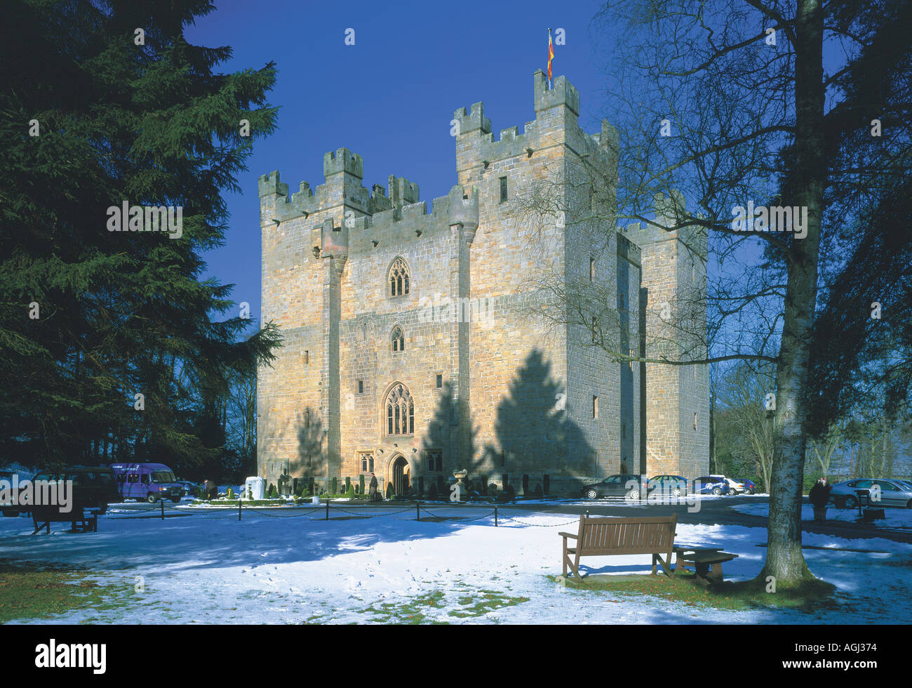 Langley Castle near Haydon Bridge in winter Northumberland Stock Photo