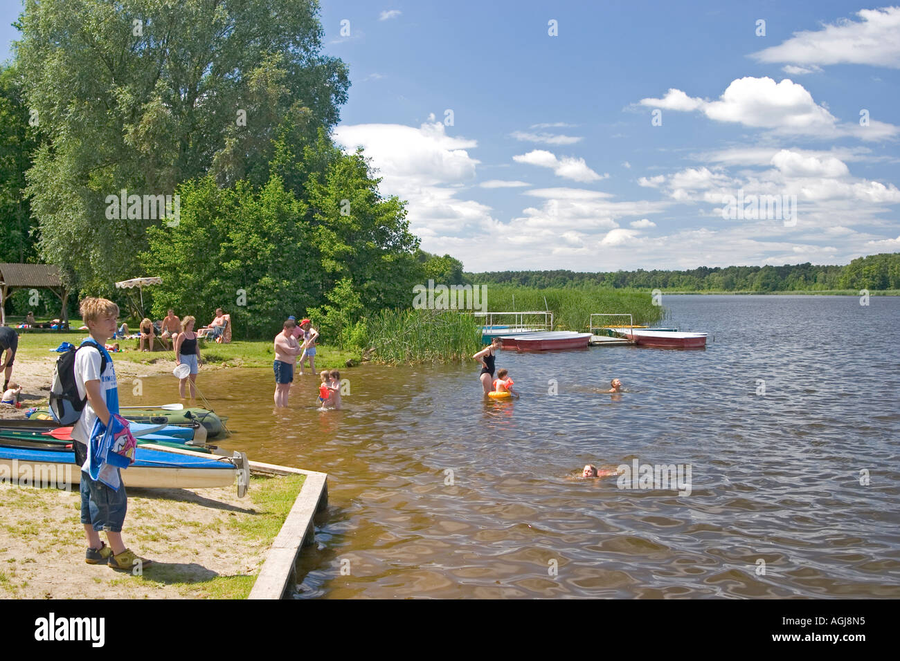 germany brandenburg spreeforest bathing in the koethner lake Stock Photo