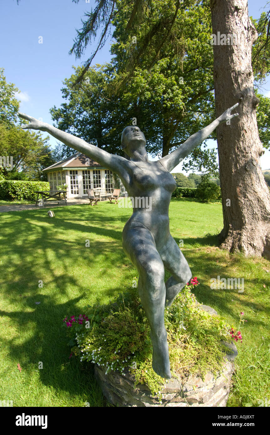 Rhosygilwen Country house mansion arts centre and concert hall Boncath Pembrokeshire west Wales - bronze statue of a dancer Stock Photo