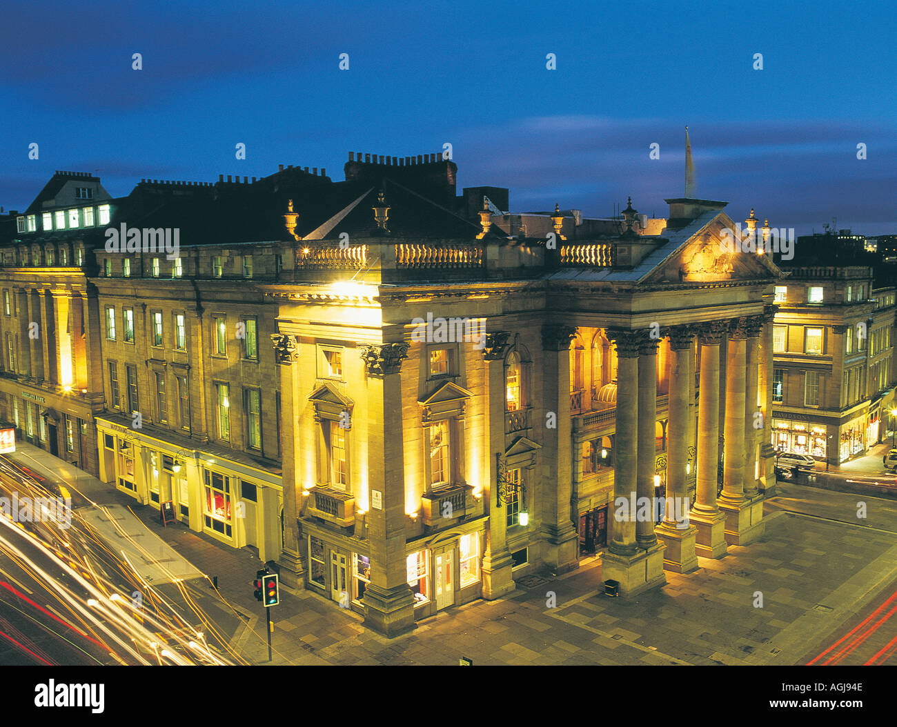 theatre royal at night grey street newcastle upon tyne uk Stock Photo
