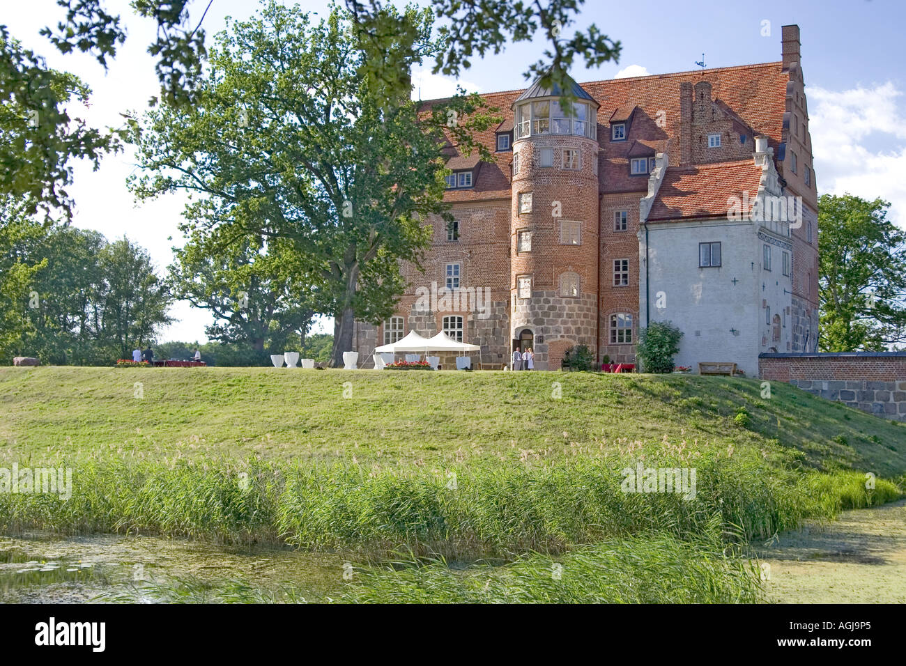 germany mecklenburg vorpommern palace ground ulrichshusen with summer guests Stock Photo