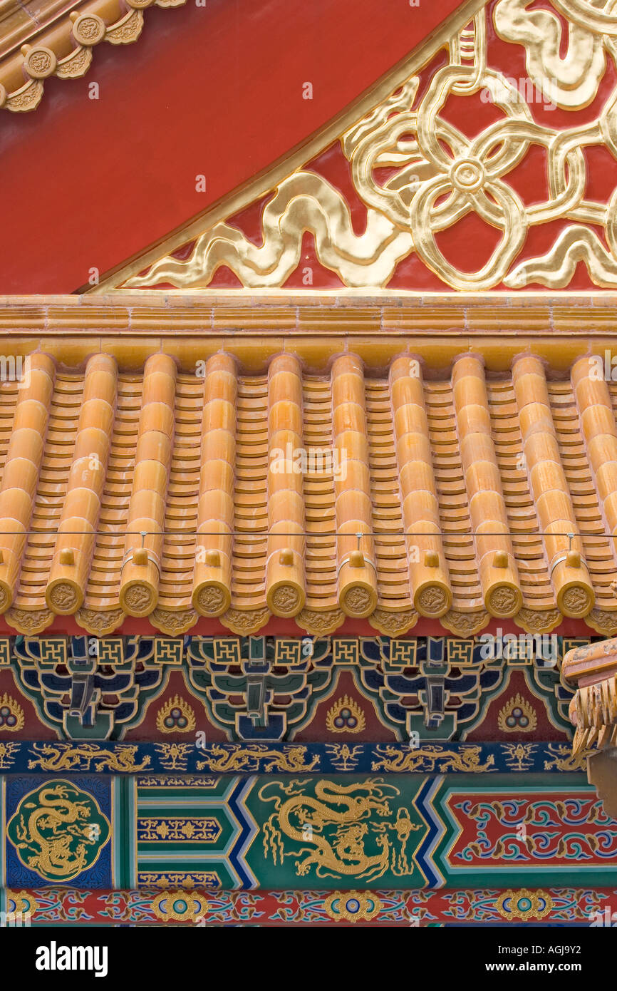 asia china peking beijing forbidden city emperor palace wall decoration Stock Photo