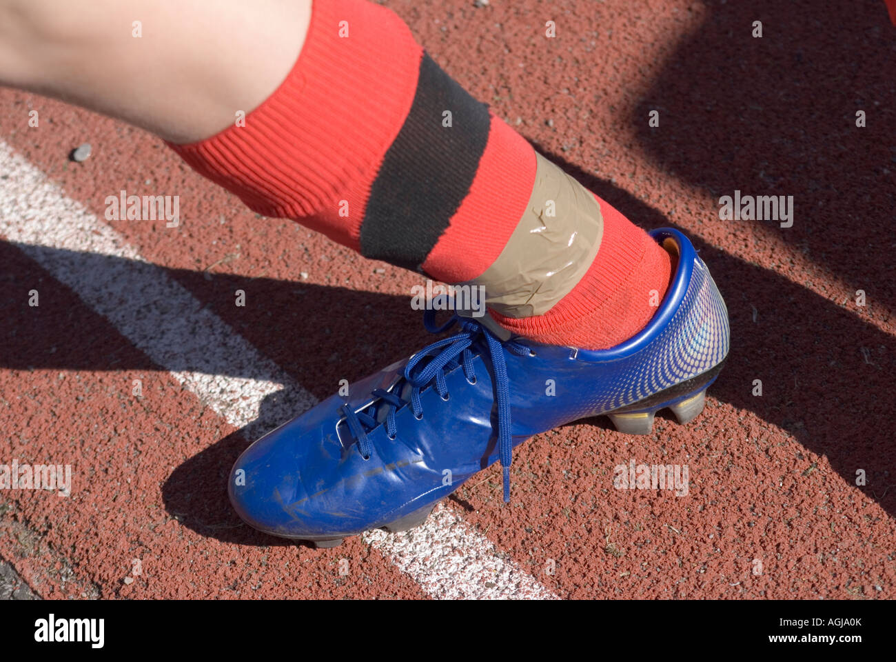 Leg and foot with soccer shoe Stock Photo Alamy